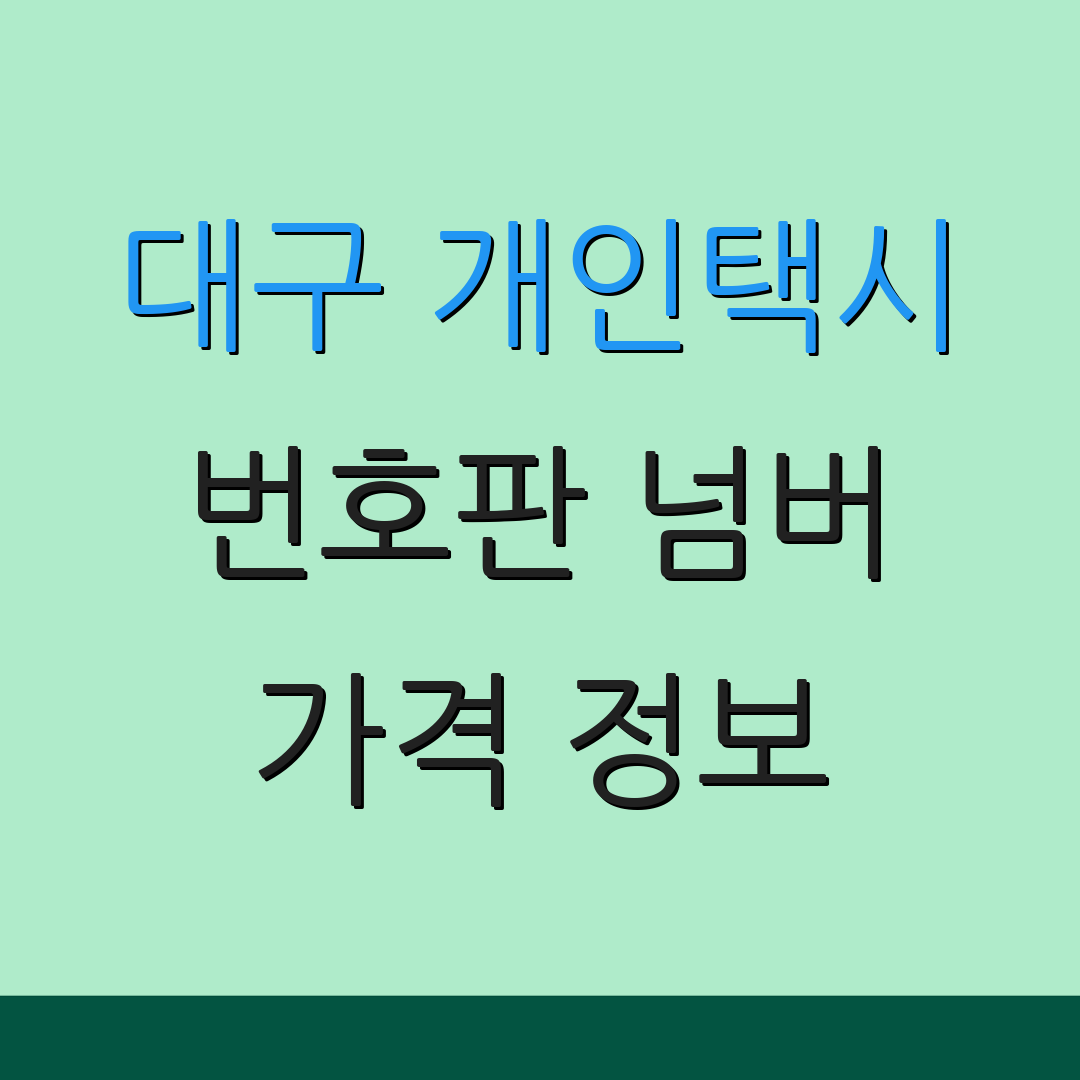 대구 개인택시 번호판 넘버 가격 정보 | 거래 요령 | 구매 팁