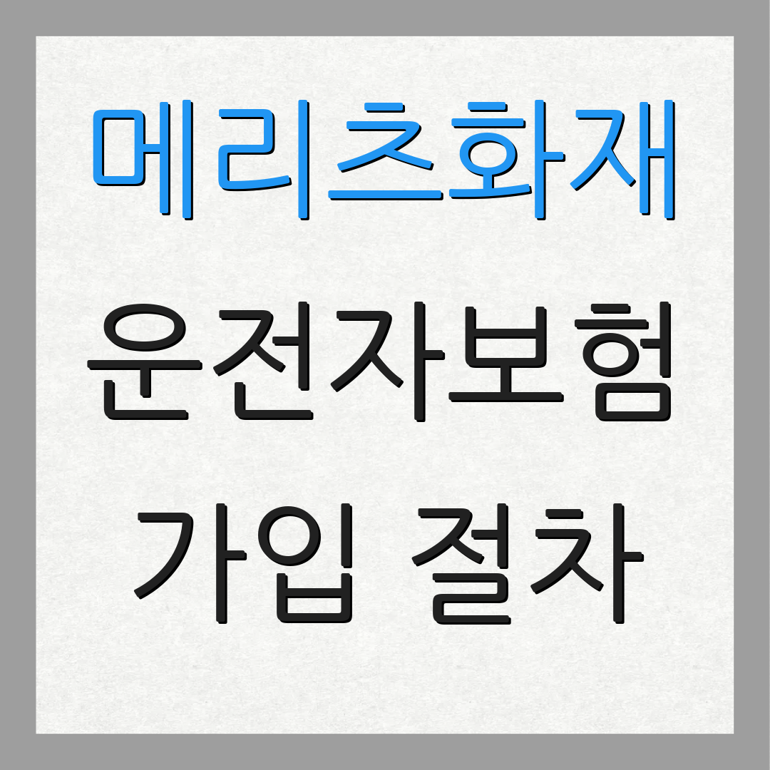 메리츠화재 운전자보험 가입 절차 | 보장 내용 | 상품 특징