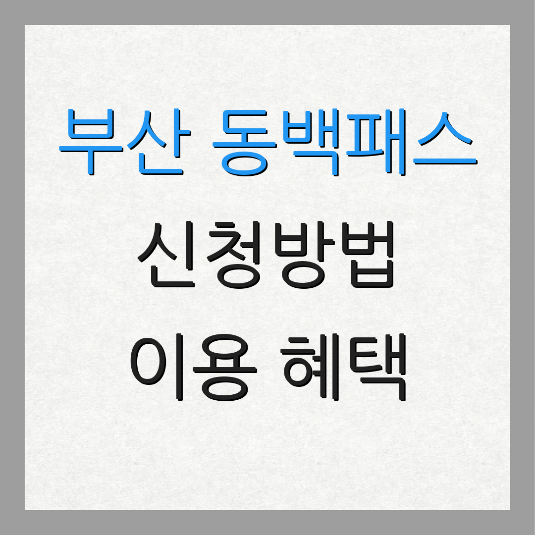 부산 동백패스 신청방법 이용 혜택 | 리뷰 및 팁 | 사용 후기