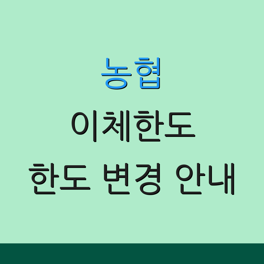 농협 이체한도 한도 변경 안내 | 일시적 한도 설정 | 추가 정보