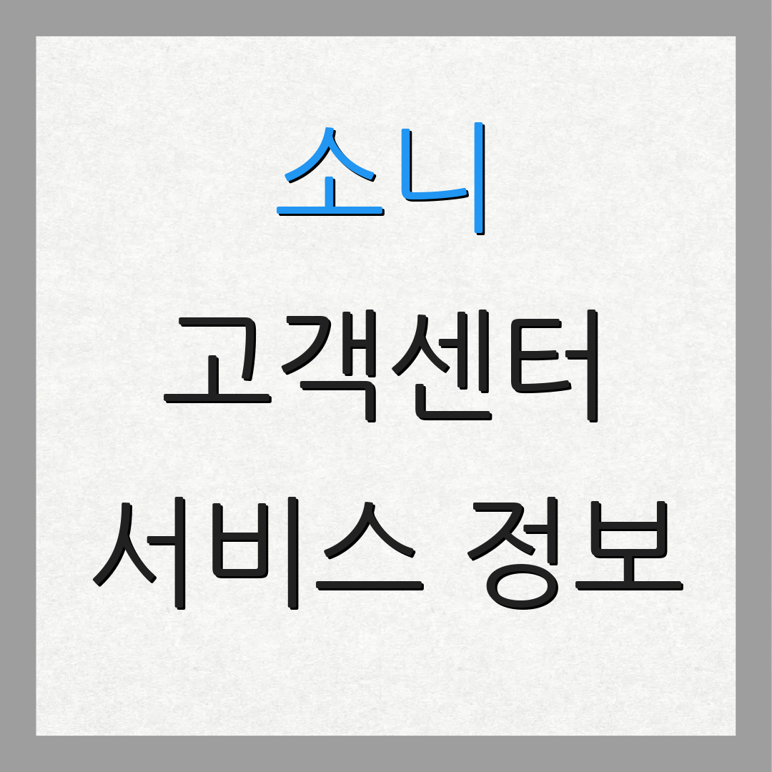 소니 고객센터 서비스 정보