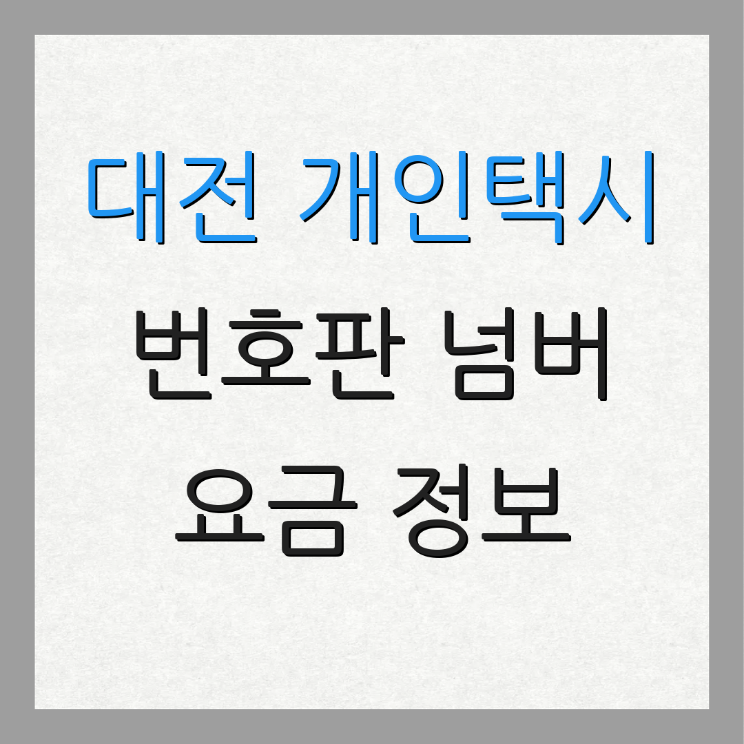 대전 개인택시 번호판 넘버 요금 정보