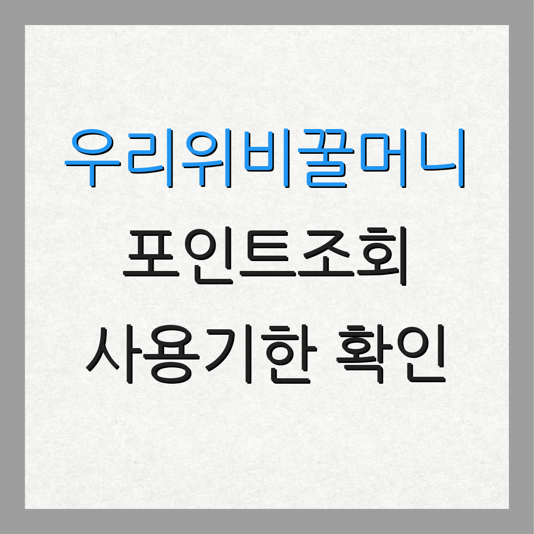 우리위비꿀머니 포인트조회 사용기한 확인 | 사용처 안내 | 조회 방법 설명