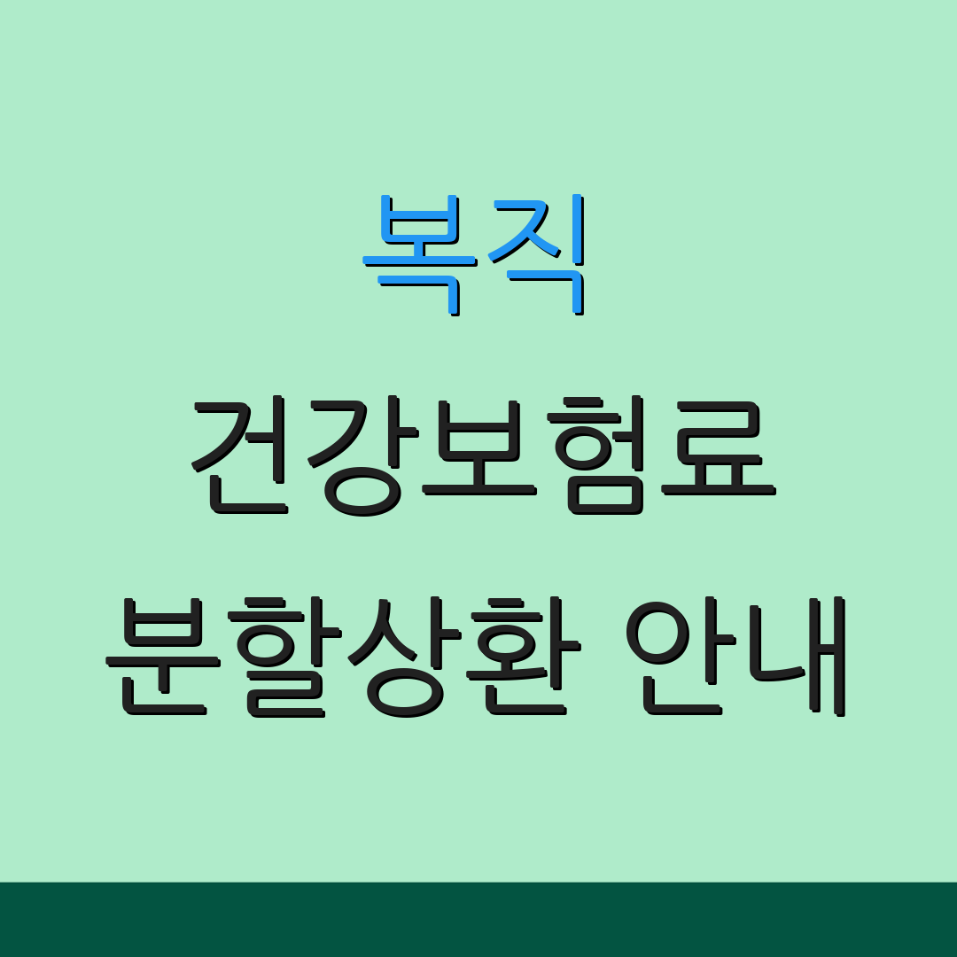 복직 건강보험료 분할상환 안내 | 납부 절차 설명 | 추가 정보